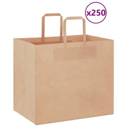 Gossi pungi de hartie 250 buc cu manere maro 32x22x28 cm