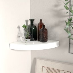 Gossi raft coltar de perete, alb extralucios, 25 x 25 x 3,8 cm, mdf