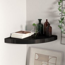 Gossi raft coltar de perete, negru, 35 x 35 x 3,8 cm, mdf