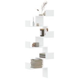 Gossi raft coltar perete alb 45x45x147 cm lemn prelucrat