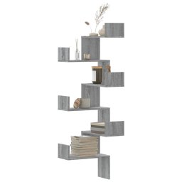Gossi raft coltar perete gri sonoma 45x45x147 cm lemn prelucrat
