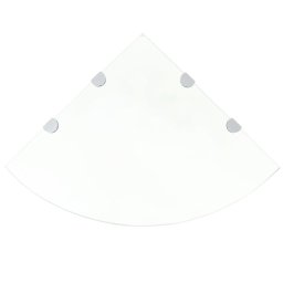 Gossi raft de colt sticla transparenta cu suporti de crom, 45 x 45 cm