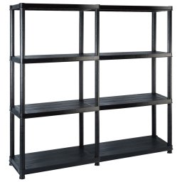 Gossi raft de depozitare cu 4 polite, negru, 122x30,5x130 cm, plastic