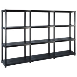 Gossi raft de depozitare cu 4 polite, negru, 183x30,5x130 cm, plastic