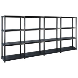 Gossi raft de depozitare cu 4 polite, negru, 244x30,5x130 cm, plastic