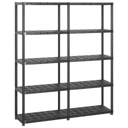 Gossi raft de depozitare cu 5 polite, negru, 142x38x170 cm, plastic