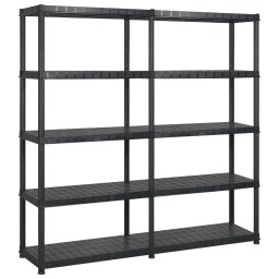 Gossi raft de depozitare cu 5 polite, negru, 170x40x185 cm, plastic
