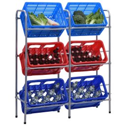 Gossi raft de depozitare pentru 6 lazi, argintiu, 96x33x116 cm, otel