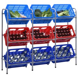 Gossi raft de depozitare pentru 9 lazi, argintiu, 145x33x116 cm, otel