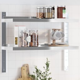 Gossi raft de perete 2 niveluri 75x23,5x60cm argintiu otel inoxidabil