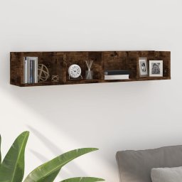 Gossi raft de perete cd-uri, stejar fumuriu, 100x18x18 cm, lemn