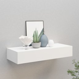 Gossi raft de perete cu sertar, alb, 60x23,5x10 cm, mdf
