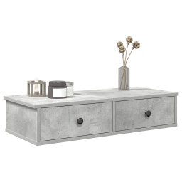 Gossi raft de perete cu sertare gri beton 80x31x17 cm lemn prelucrat