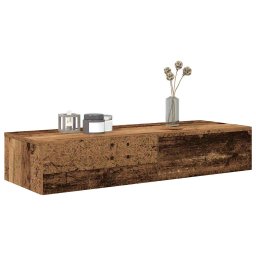 Gossi raft de perete cu sertare lemn vechi 100x36x19cm lemn prelucrat
