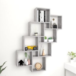 Gossi raft de perete cub, gri beton, 90x15x119 cm, pal