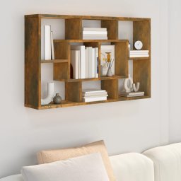 Gossi raft de perete, stejar fumuriu, 85x16x52,5 cm, lemn compozit