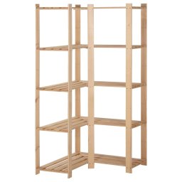 Gossi raft depozitare de colt 5 niveluri, 82,5x82,5x170 cm, lemn pin