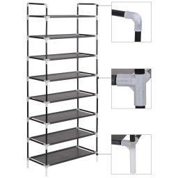 Gossi raft incaltaminte 8 rafturi, metal si textil netesut, negru