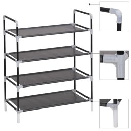 Gossi raft incaltaminte cu 4 rafturi, metal si textil netesut, negru