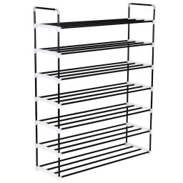 Gossi raft incaltaminte cu 7 etajere din metal si plastic, negru