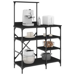 Gossi raft pentru brutarie negru 90x40x132 cm lemn si metal prelucrat