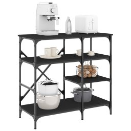 Gossi raft pentru brutarie negru 90x40x84 cm lemn si metal prelucrat