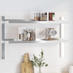 Gossi raft perete 2 niveluri 100x23,5x60 cm argintiu otel inoxidabil