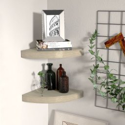 Gossi rafturi colt de perete, 2 buc., stejar, 25 x 25 x 3,8 cm, mdf
