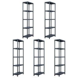 Gossi rafturi de depozitare 5 buc. negru 60x30x180 cm plastic 125 kg