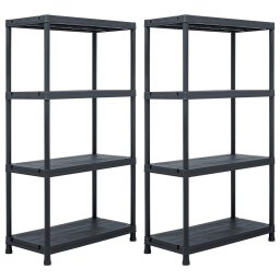 Gossi rafturi de depozitare, 2 buc. negru, 60 x 30 x 138 cm plastic