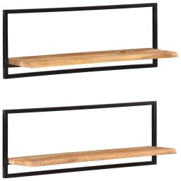 Gossi rafturi de perete 2 buc. 100x24x35 cm lemn masiv acacia/otel