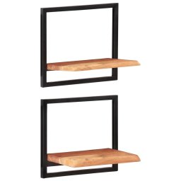 Gossi rafturi de perete 2 buc. 40x24x35 cm lemn masiv acacia/otel