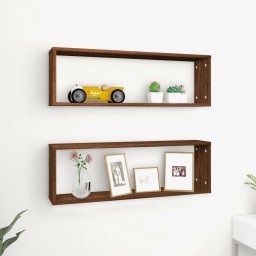 Gossi rafturi de perete cub, 2 buc. stejar maro, 80x15x26,5 cm, lemn