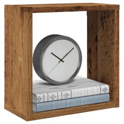 Gossi rafturi de perete cub, 2 buc., lemn vechi, 30x15x30 cm lemn