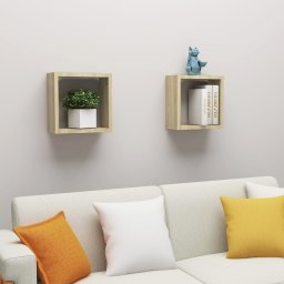 Gossi rafturi de perete cub, 2 buc., stejar sonoma, 30x15x30 cm