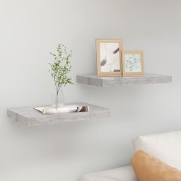 Gossi rafturi de perete suspendate 2 buc. gri beton 40x23x3,8 cm mdf