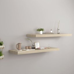 Gossi rafturi de perete suspendate 2 buc., stejar, 80x23,5x3,8 cm mdf