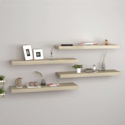 Gossi rafturi de perete suspendate 4 buc., stejar, 80x23,5x3,8 cm mdf