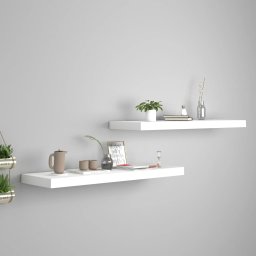 Gossi rafturi de perete suspendate, 2 buc., alb, 80x23,5x3,8 cm, mdf