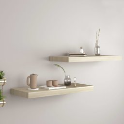 Gossi rafturi de perete suspendate, 2 buc., stejar 60x23,5x3,8 cm mdf