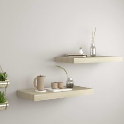Gossi rafturi de perete suspendate, 2 buc., stejar, 50x23x3,8 cm, mdf