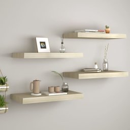 Gossi rafturi de perete suspendate, 4 buc., stejar 60x23,5x3,8 cm mdf