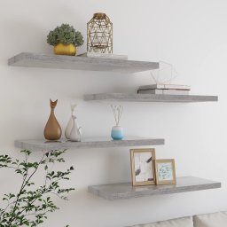 Gossi rafturi de perete suspendate,4 buc,gri beton,80x23,5x3,8 cm,mdf