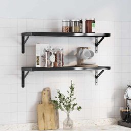 Gossi rafturi de perete, 2 buc. 75x23,5 cm negru otel inoxidabil