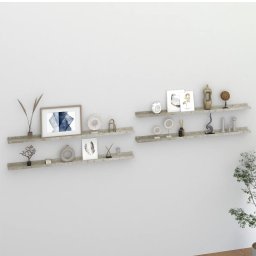 Gossi rafturi de perete, 4 buc., gri beton, 115x9x3 cm