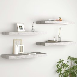 Gossi rafturi de perete, 4 buc., gri beton, 60x23,5x3,8 cm, mdf
