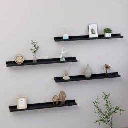Gossi rafturi de perete, 4 buc., negru, 80x9x3 cm