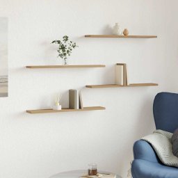 Gossi rafturi de perete, 4 buc., stejar artizanal, 60x20x1,5 cm, lemn