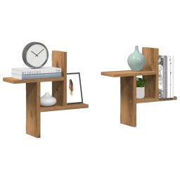 Gossi rafturi perete 2buc. stejar artizanal 38x12x38cm lemn prelucrat