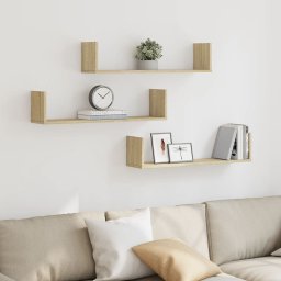 Gossi rafturi perete 3 buc. stejar sonoma 80x18x18 cm lemn prelucrat